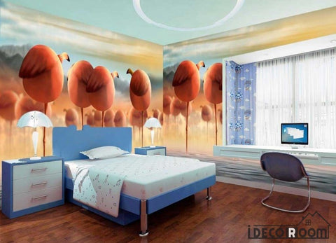 Image of flamingos wallpaper wall murals IDCWP-HL-000008