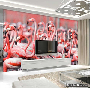 Relief flamingo wallpaper wall murals IDCWP-HL-000026