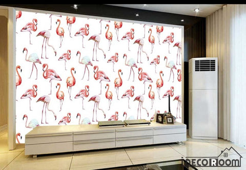 Image of European pastoral flamingo tropical rainforest wallpaper wall murals IDCWP-HL-000030