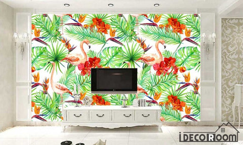 Image of Flamingo coco europe retro tropical wallpaper wall murals IDCWP-HL-000036