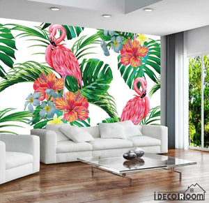 Modern minimalist Nordic  palm leaf flamingo wallpaper wall murals IDCWP-HL-000038