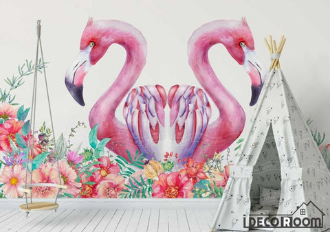 Nordic minimalist  flamingo floral wallpaper wall murals IDCWP-HL-000043