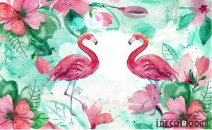 European pastoral flamingo tropical rainforest wallpaper wall murals IDCWP-HL-000050