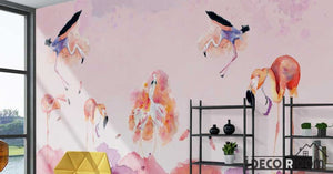 Nordic minimalist abstract flamingo wallpaper wall murals IDCWP-HL-000052