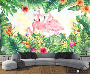 Nordic style tropical plant Flamingo  wallpaper wall murals IDCWP-HL-000053
