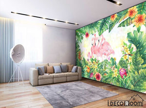 Nordic style tropical plant Flamingo  wallpaper wall murals IDCWP-HL-000053