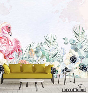 Nordic minimalist  flamingo floral wallpaper wall murals IDCWP-HL-000061