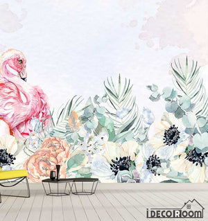 Nordic minimalist  flamingo floral wallpaper wall murals IDCWP-HL-000061