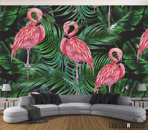 Nordic style flamingos tropical plants  wallpaper wall murals IDCWP-HL-000063