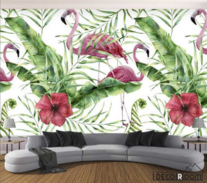 tropical plant flamingo wallpaper wall murals IDCWP-HL-000068