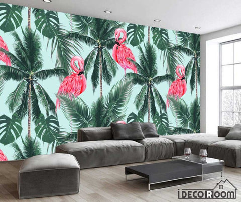 Image of Nordic abstract style flamingo coco decorative wallpaper wall murals IDCWP-HL-000071