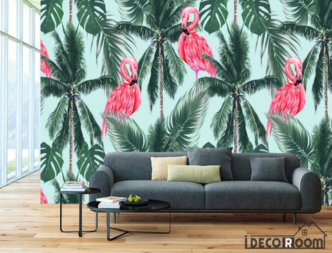 Image of Nordic abstract style flamingo coco decorative wallpaper wall murals IDCWP-HL-000071