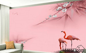 pink flamingo plant wallpaper wall murals IDCWP-HL-000075