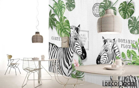 Image of Nordic  zebra tree oil painting sofa wallpaper wall murals IDCWP-HL-000076