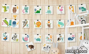 Nordic Cartoon Animal 26 Letter Theme wallpaper wall murals IDCWP-HL-000082