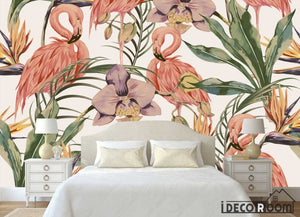 Modern minimalist  rainforest flamingo garden wallpaper fresco IDCWP-HL-000084