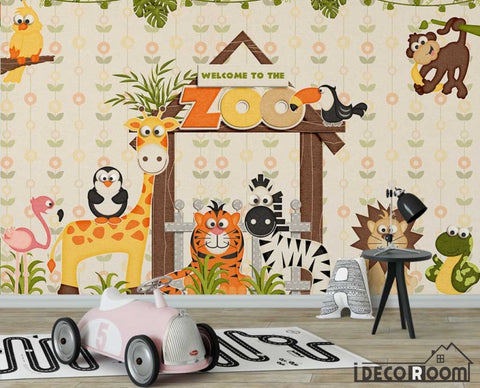 Image of Cute cartoon zoo wallpaper wall murals IDCWP-HL-000087