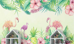 medieval tropical flamingo wallpaper wall murals IDCWP-HL-000095