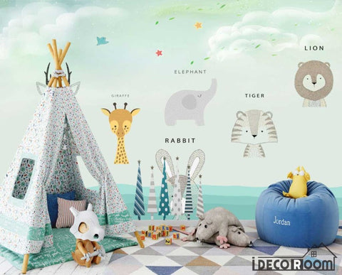 Image of Nordic Cartoon Animal 26 Letter Theme wallpaper wall murals IDCWP-HL-000099