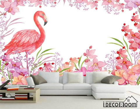 Image of modern Nordic flamingo wallpaper wall murals IDCWP-HL-000102
