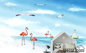Modern minimalist sea Flamingo wallpaper wall murals IDCWP-HL-000108