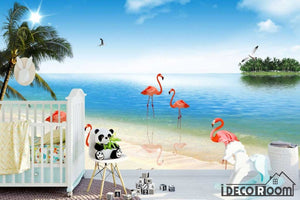 Modern minimalist Mediterranean coco Flamingo wallpaper wall murals IDCWP-HL-000109