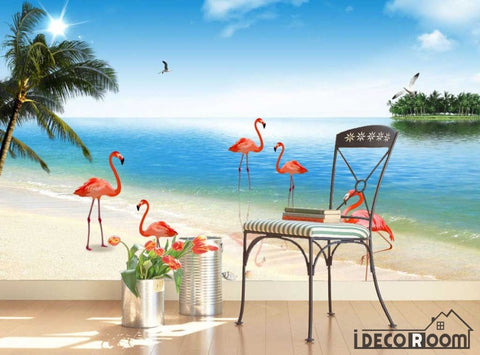 Image of Modern minimalist Mediterranean coco Flamingo wallpaper wall murals IDCWP-HL-000109