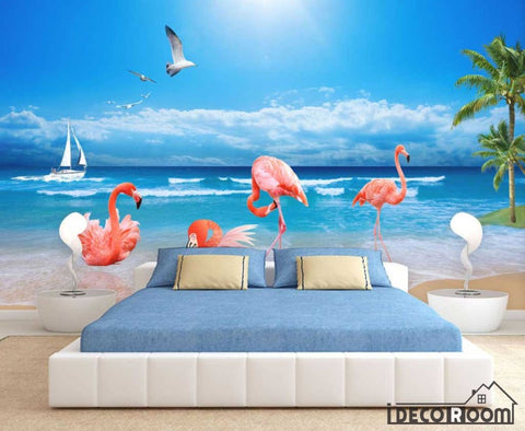Image of Modern minimalist Mediterranean coco Flamingo wallpaper wall murals IDCWP-HL-000110