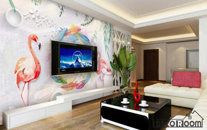 Nordic Watercolor Flamingo Circle wallpaper wall murals IDCWP-HL-000111