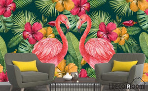 Scandinavian tropical plant Flamingo  wallpaper wall murals IDCWP-HL-000114