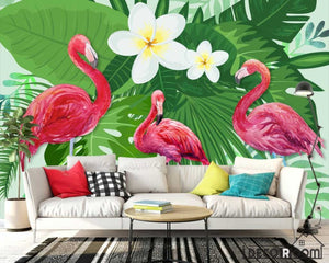 Nordic plant Flamingo simple wallpaper wall murals IDCWP-HL-000115