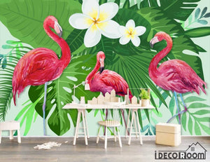 Nordic plant Flamingo simple wallpaper wall murals IDCWP-HL-000115