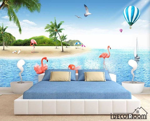 Image of Mediterranean Sea Coconut Flamingo wallpaper wall murals IDCWP-HL-000120