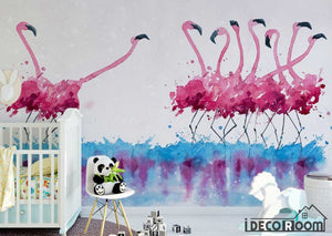 watercolor pink swan flamingo Nordic wallpaper wall murals IDCWP-HL-000128