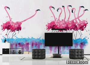 watercolor pink swan flamingo Nordic wallpaper wall murals IDCWP-HL-000128