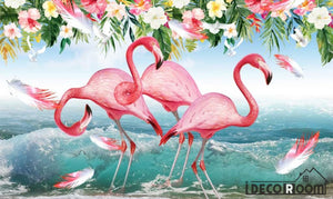 Boutique flamingo beach flower sofa wallpaper wall murals IDCWP-HL-000132