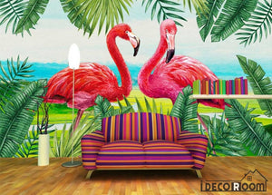 Nordic style  plant flamingo wallpaper wall murals IDCWP-HL-000135