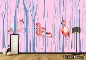 minimalist abstract trunk flamingo wallpaper wall murals IDCWP-HL-000141