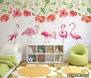 Plant flower flamingo wallpaper wall murals IDCWP-HL-000145