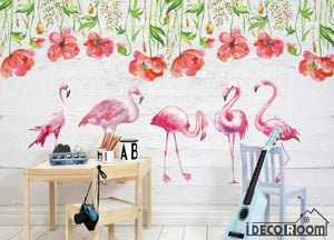 Plant flower flamingo wallpaper wall murals IDCWP-HL-000145