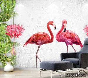 Nordic wind plant green leaf flamingo  wallpaper wall murals IDCWP-HL-000154