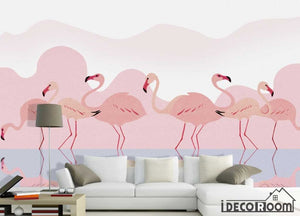 Modern minimalist  romantic pink flamingo wallpaper wall murals IDCWP-HL-000155