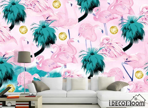 Image of Modern minimalist  pink Flamingo Nordic wallpaper wall murals IDCWP-HL-000159