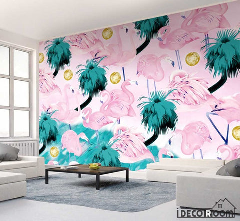 Image of Modern minimalist  pink Flamingo Nordic wallpaper wall murals IDCWP-HL-000159
