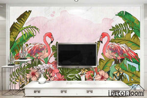 Nordic wind tropical flamingo wallpaper wall murals IDCWP-HL-000170