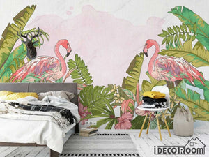 Nordic wind tropical flamingo wallpaper wall murals IDCWP-HL-000170
