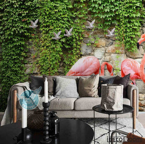 3D Rose Flamingo Sofa wallpaper wall murals IDCWP-HL-000173