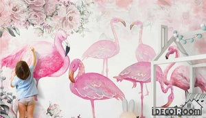 Modern minimalist  romantic rose flamingo wallpaper wall murals IDCWP-HL-000186