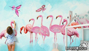 Modern minimalist  Flamingo Nordic wallpaper wall murals IDCWP-HL-000187
