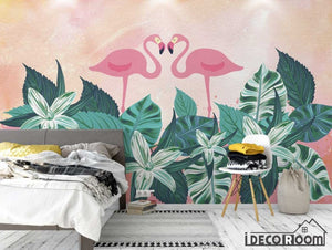 tropical plant flamingo sofa wallpaper wall murals IDCWP-HL-000190